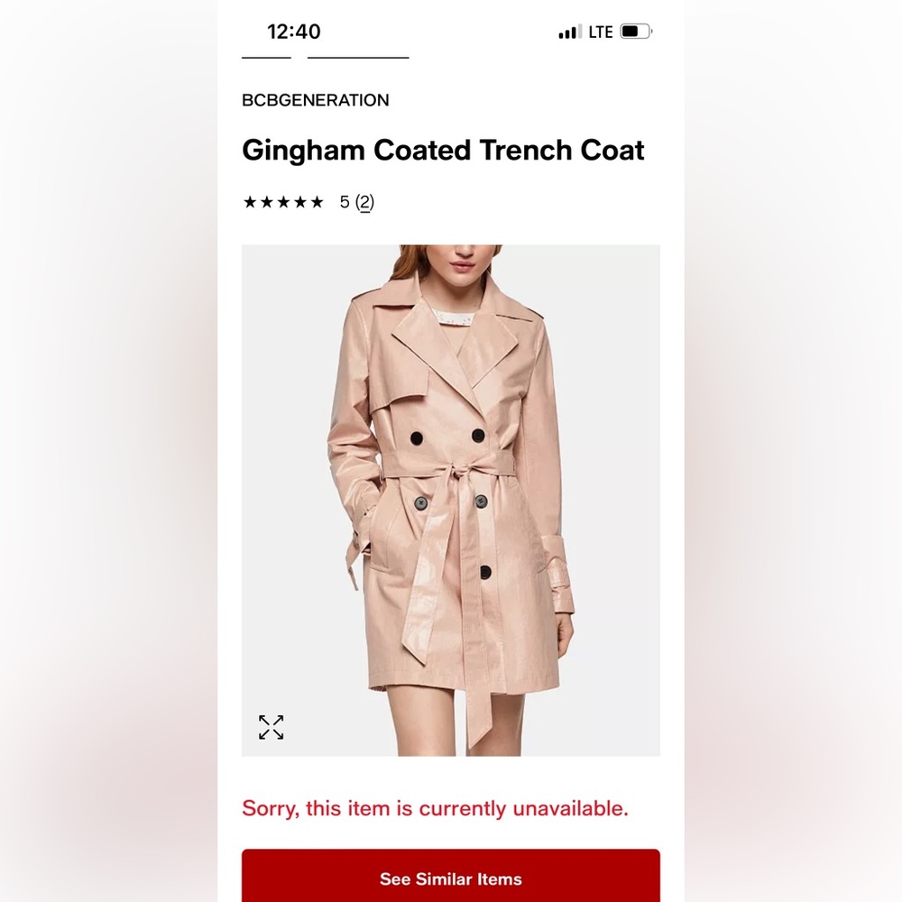 BCBG Gingham Coated trench coat size Small